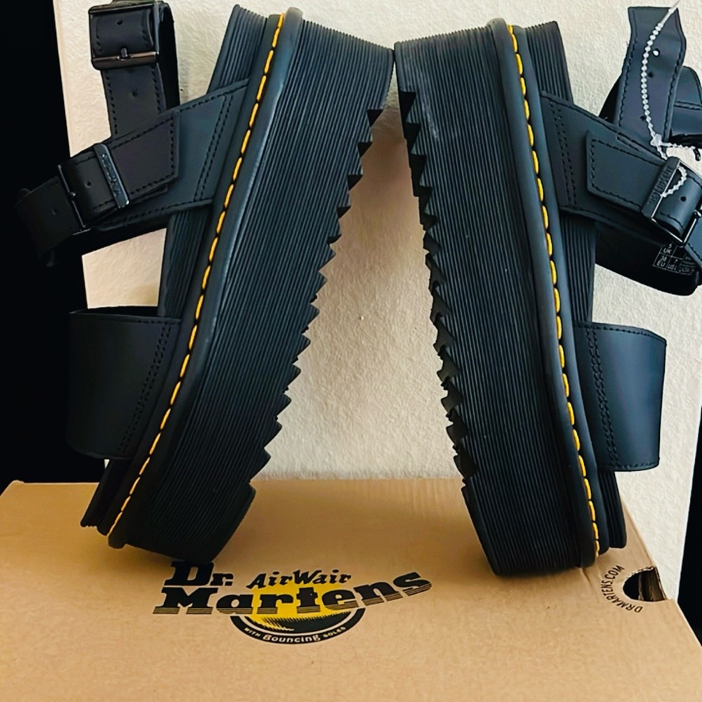 Dr. Martens Black and Yellow Platform Sandals
